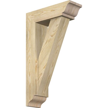 Ekena Millwork Traditional Traditional Rough Sawn Bracket w/ Offset Brace, Douglas Fir, 6"W x 18"D x 30"H BKT0604X18X30TRA01RDF